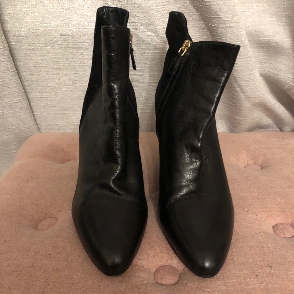 Hugo Boss Black Leather and Suede Zip-up Booties